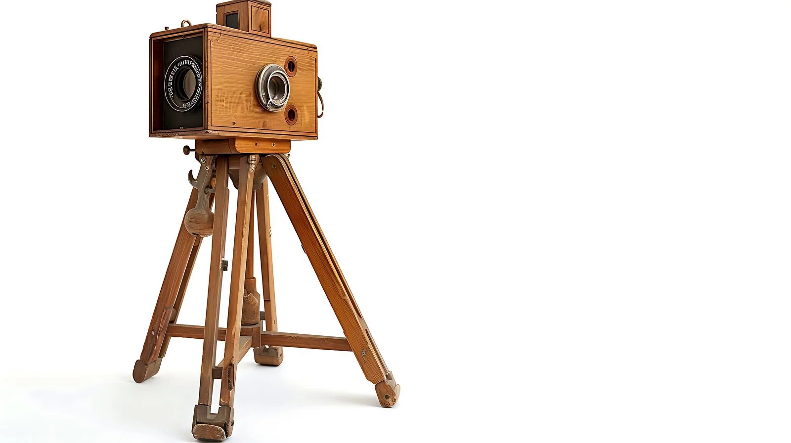 Vintage wooden camera on classic tripod stand — free download from Dotvec