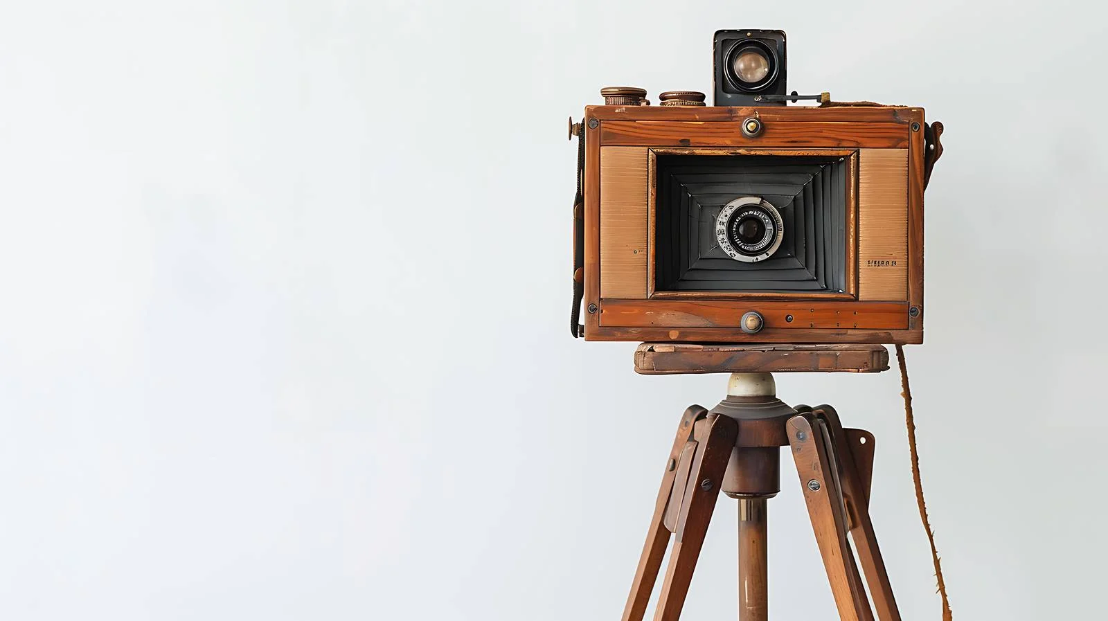 Vintage wooden camera on aged wooden tripod — free download from Dotvec