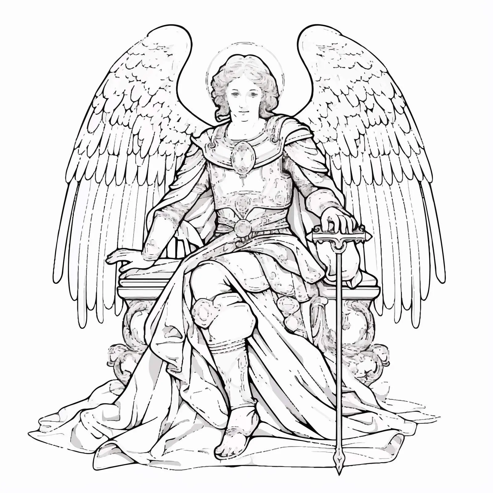 Byzantine Archangel Fresco Illustration — free download from Dotvec