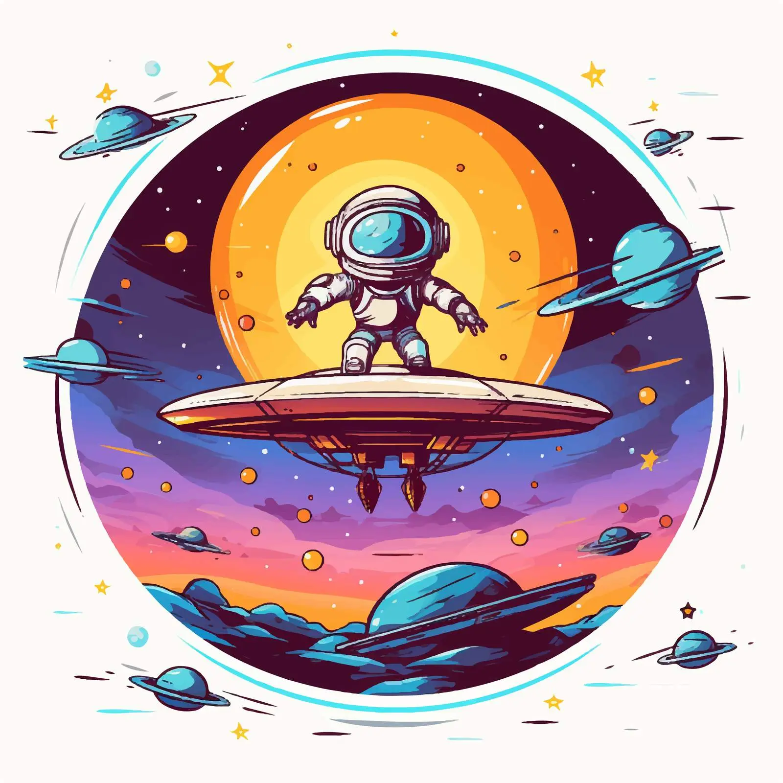 Astronaut Encountering Alien in UFO Illustration — free download from Dotvec
