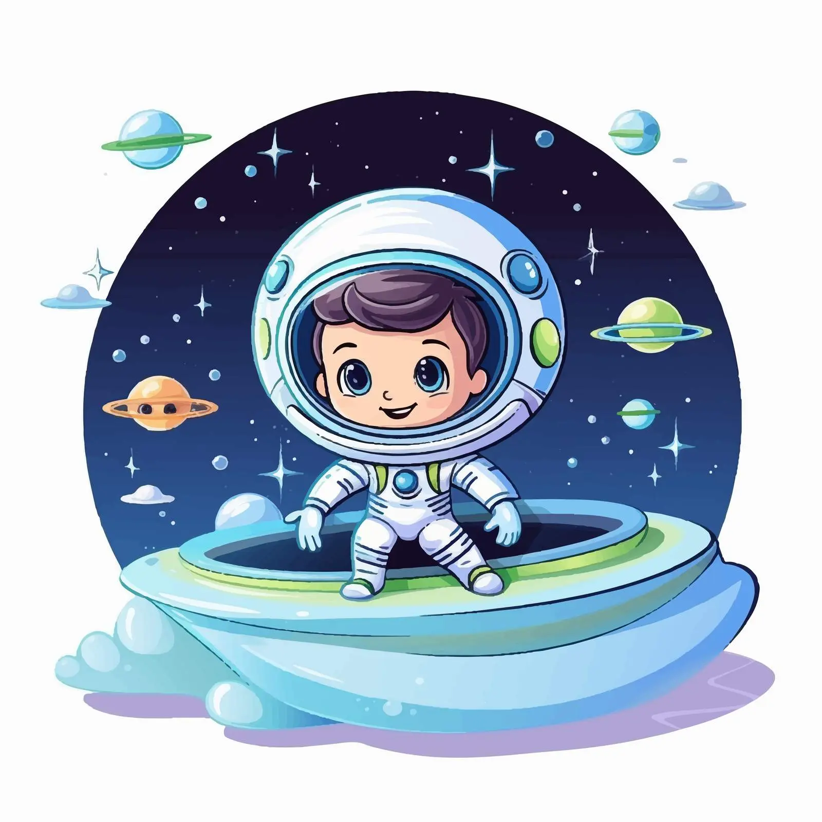 Astronaut and Alien Encounter in Space Illustration — free download from Dotvec