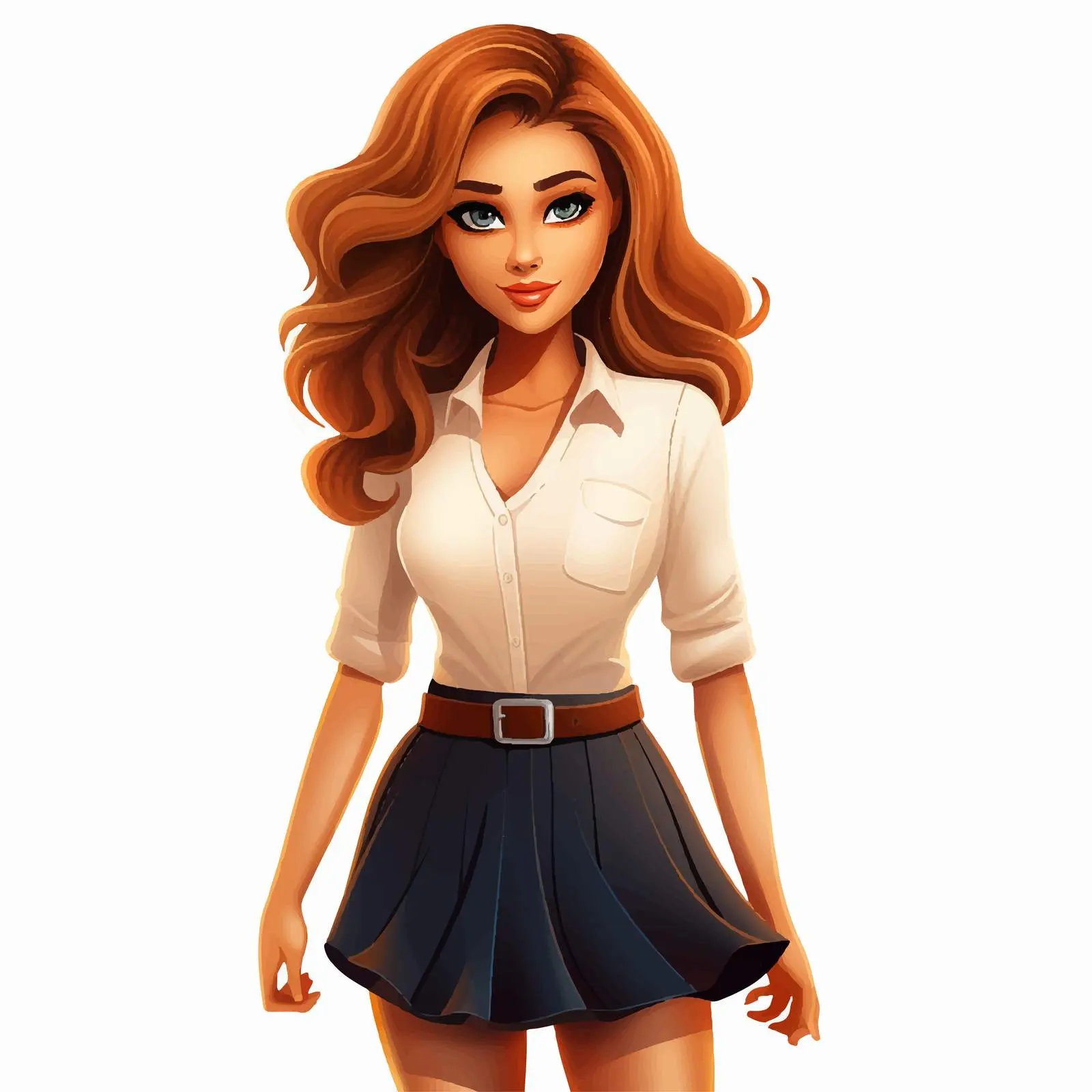 Stylish Female Cartoon Character in Mini Dress — free download from Dotvec