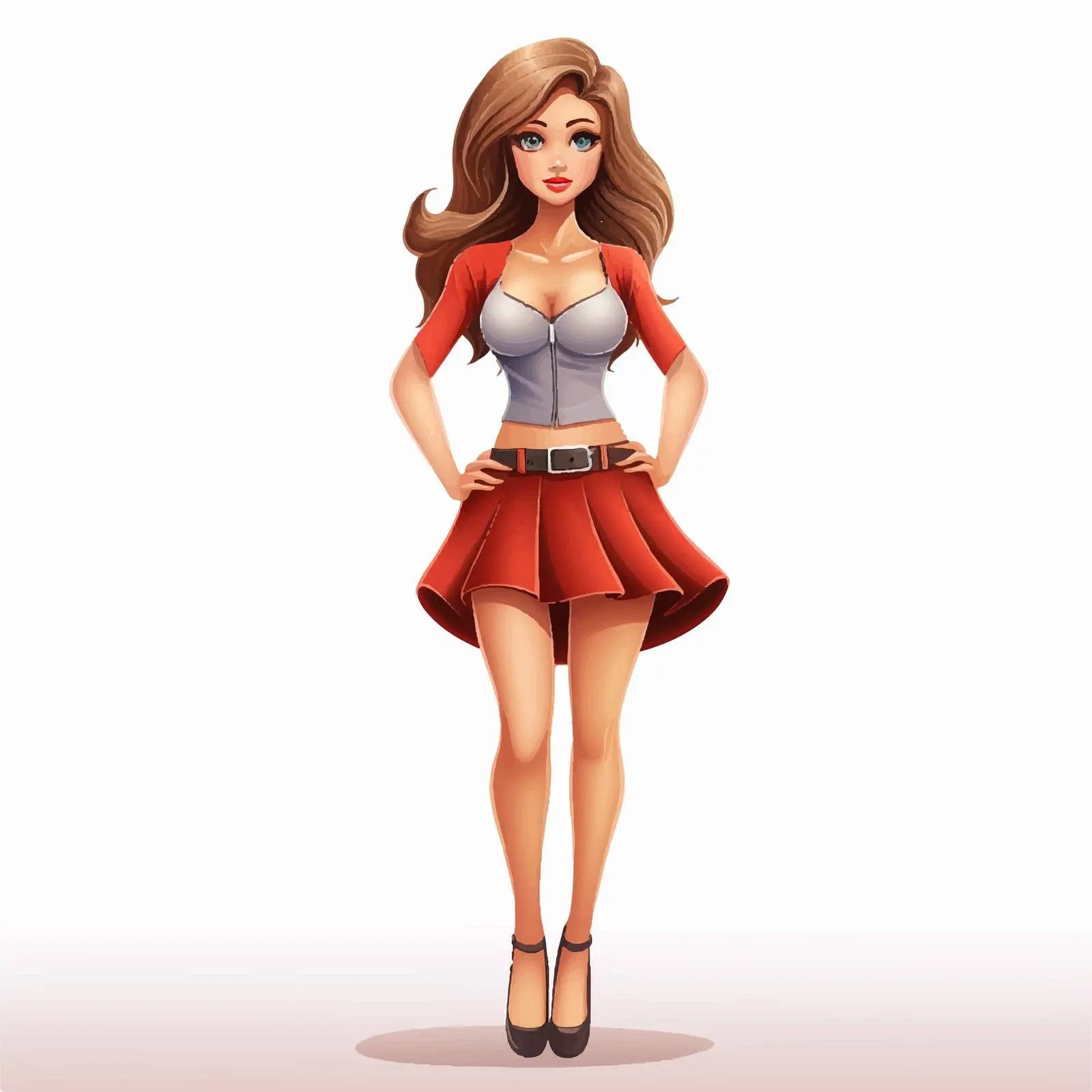 Stylish Female Cartoon Character in Mini Dress — free download from Dotvec
