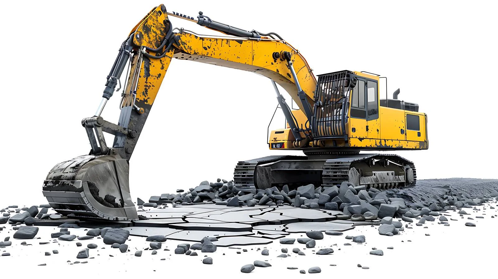 Excavator Breaking Concrete Pavement — free download from Dotvec