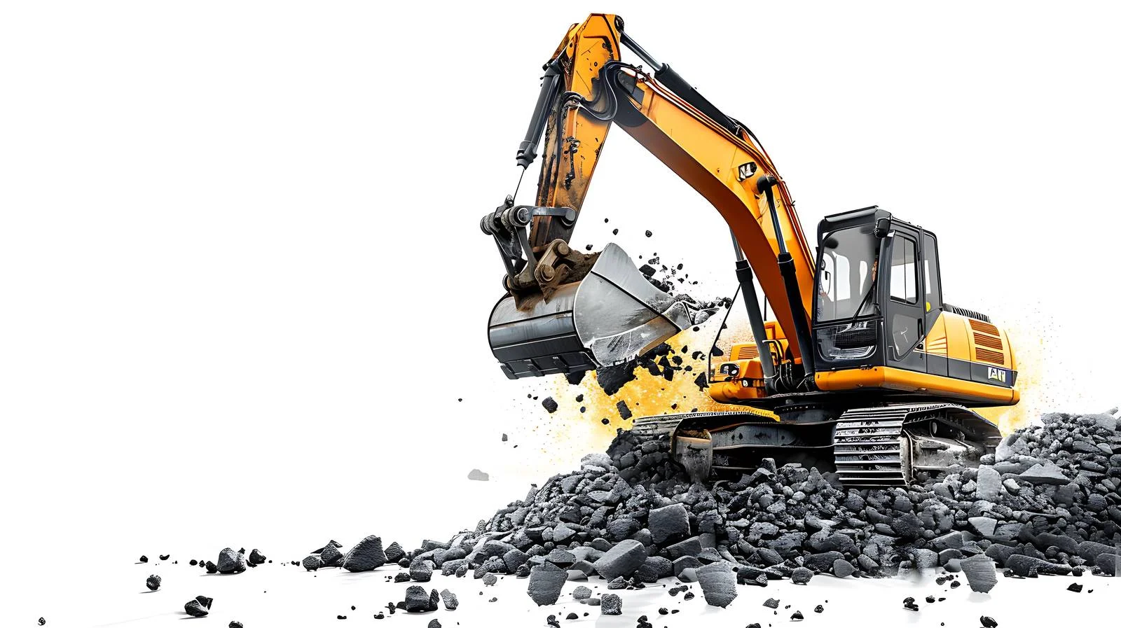 Excavator Breaking Concrete Pavement — free download from Dotvec