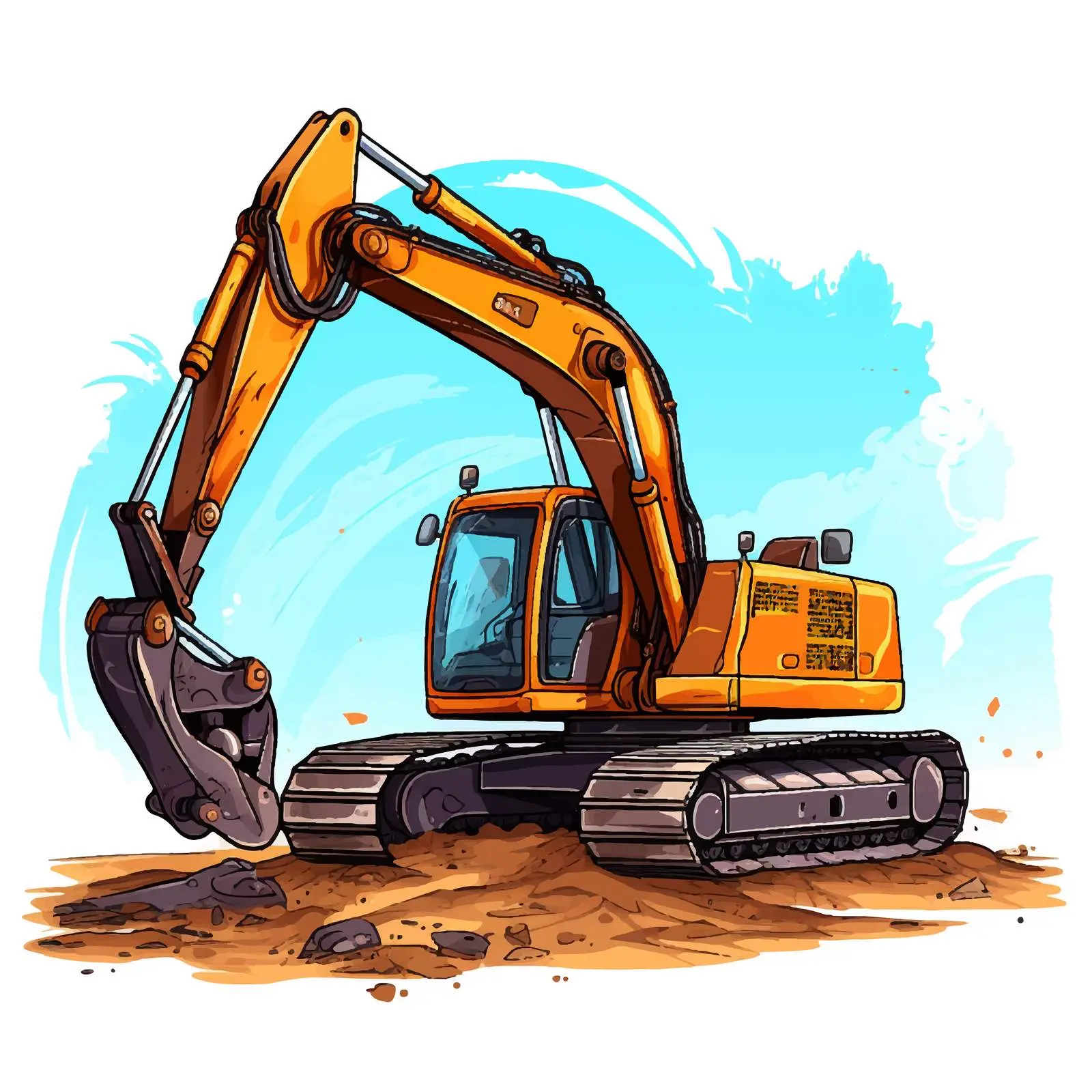 Excavator Digging Ground Vector Illustration — free download from Dotvec