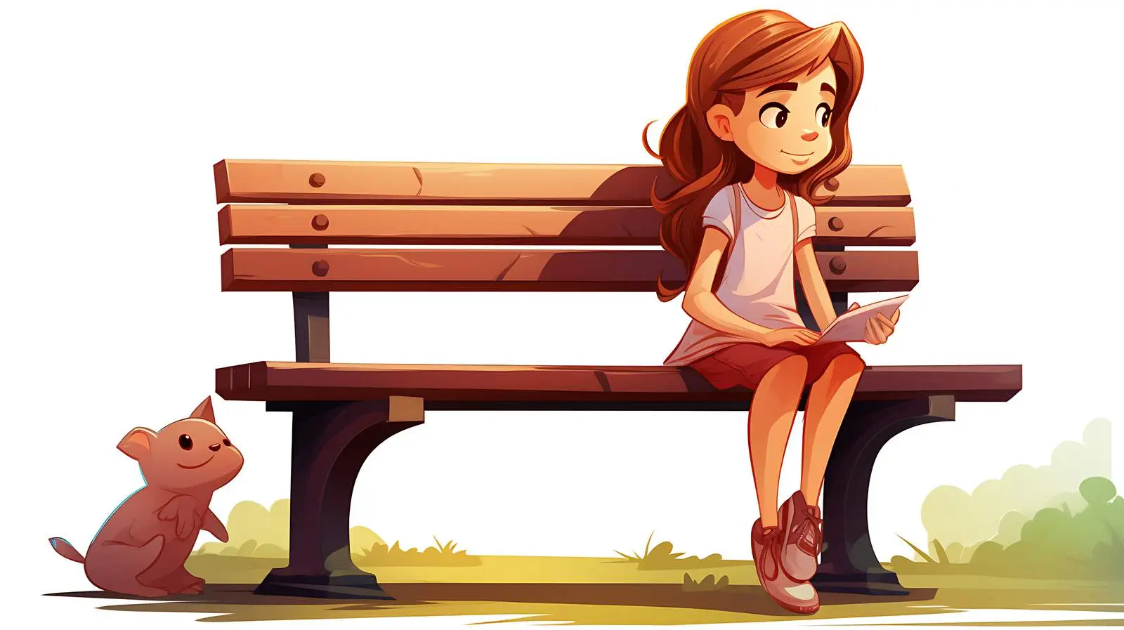 Serene Girl Sitting on Park Bench — free download from Dotvec