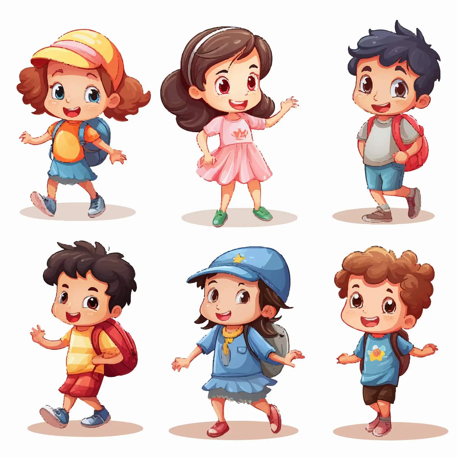 Children Engaging in Various Activities Illustration — free download from Dotvec