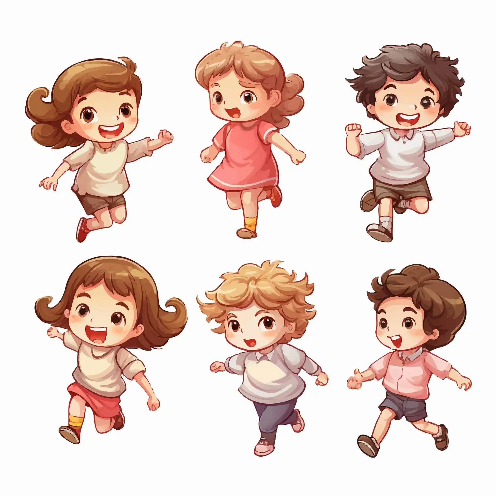 Four Children Performing Activities Illustration — free download from Dotvec