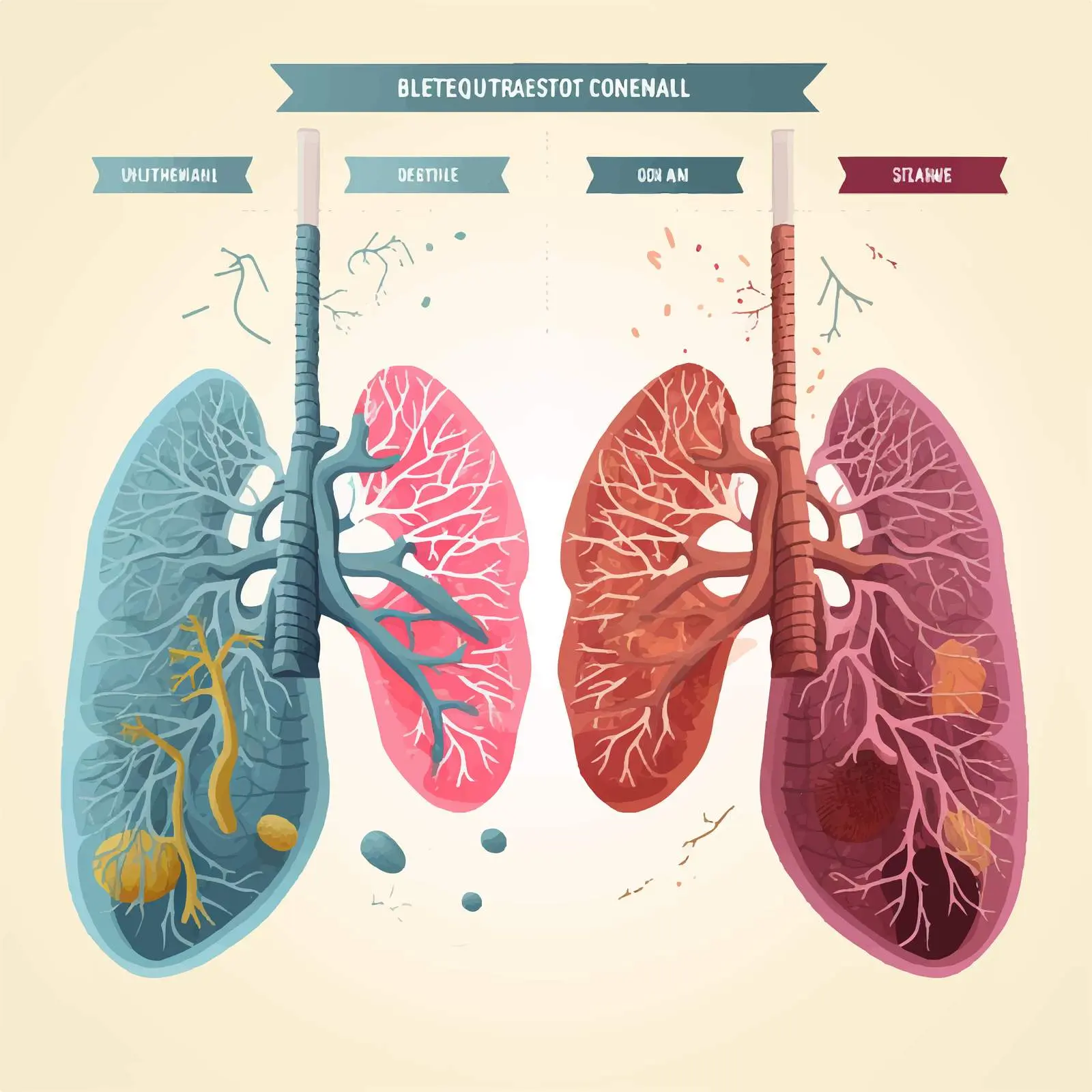 Normal vs Asthma Lungs Infographic – free oxygen image from Dotvec