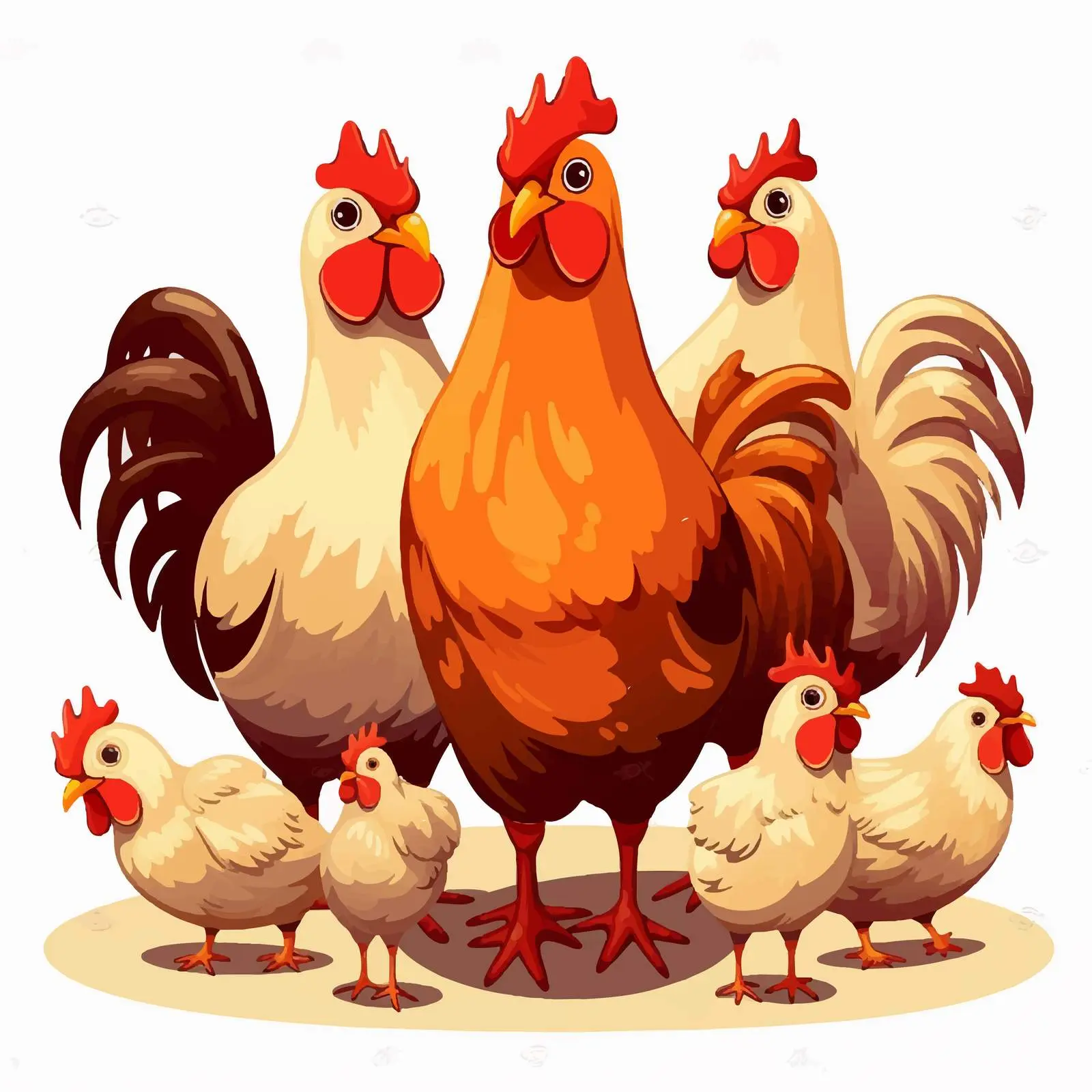 Cartoon Chickens in an Isolated Scene — free download from Dotvec