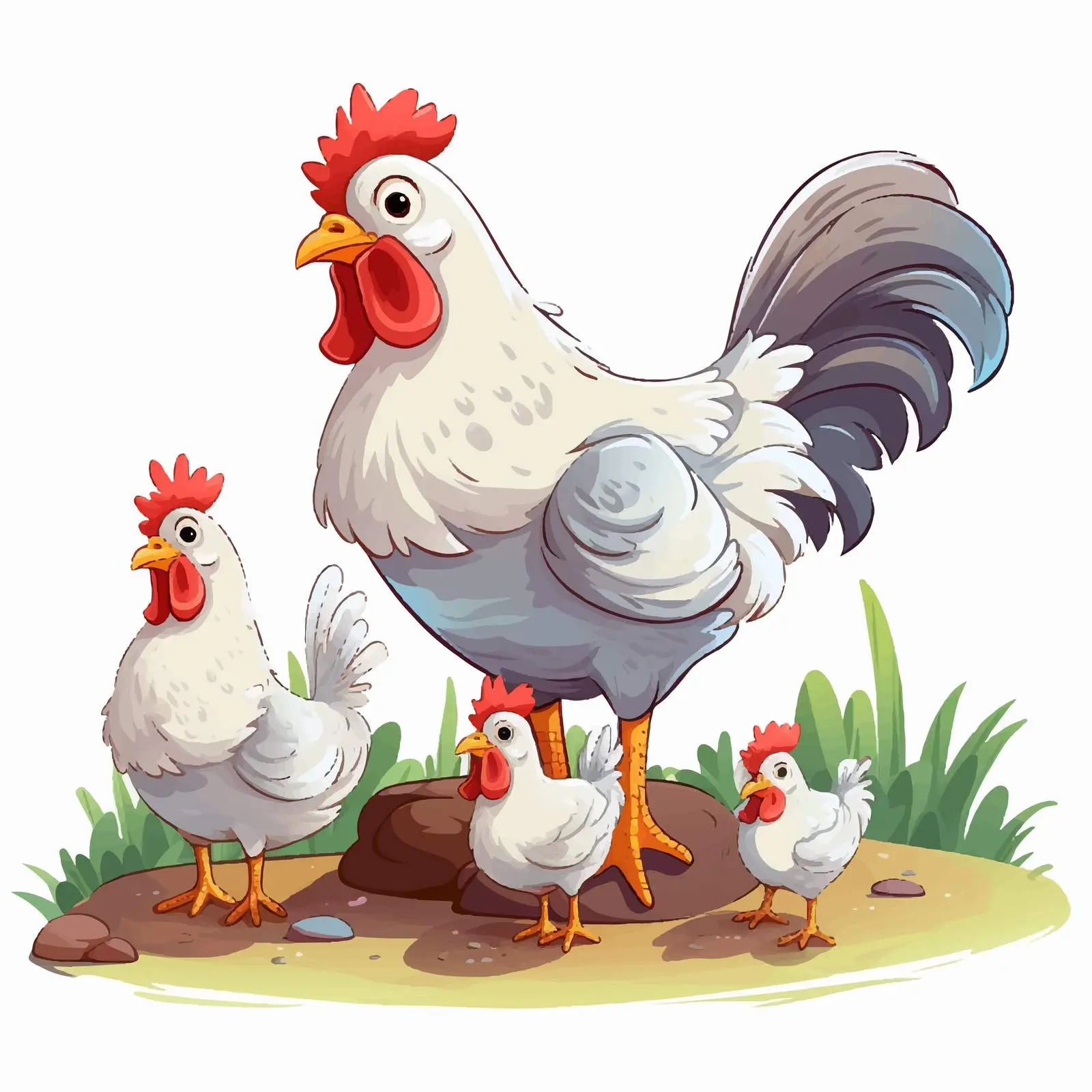 Cartoon Style Isolated Scene of Chickens – free chicken illustration image from Dotvec