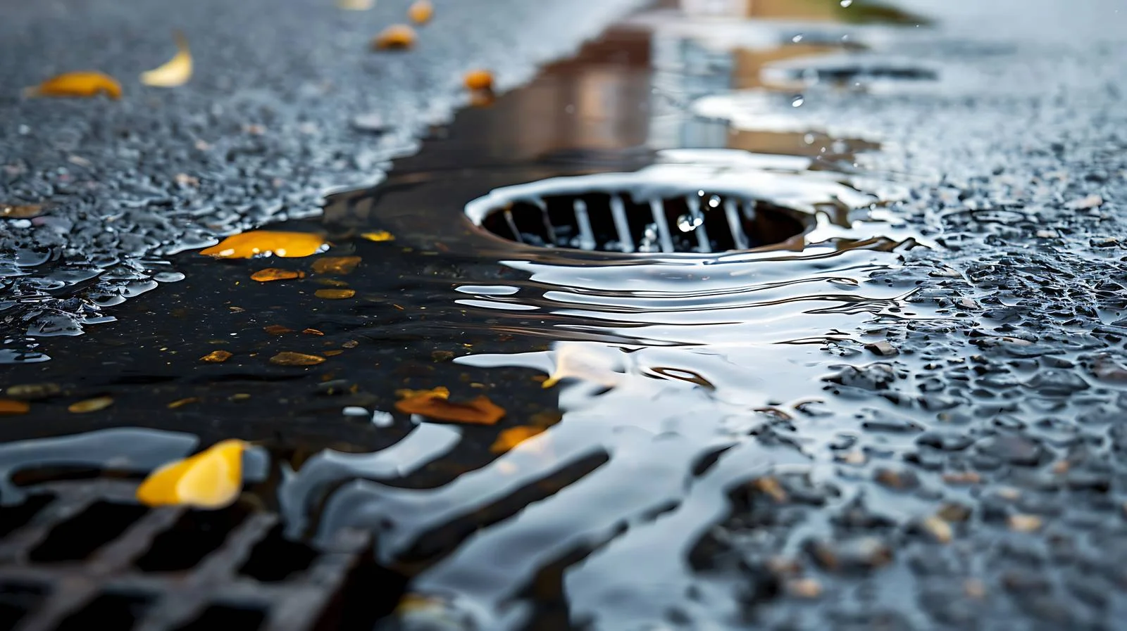 Reflective oil spill on asphalt road — free download from Dotvec