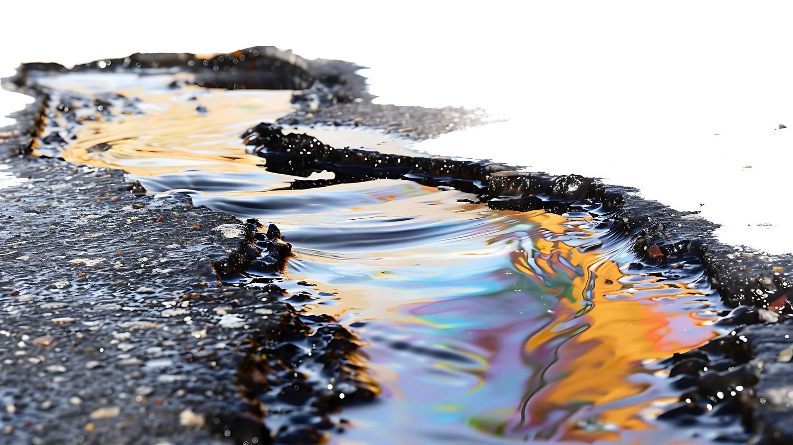 Spilled Gasoline Staining Asphalt Road Surface — free download from Dotvec