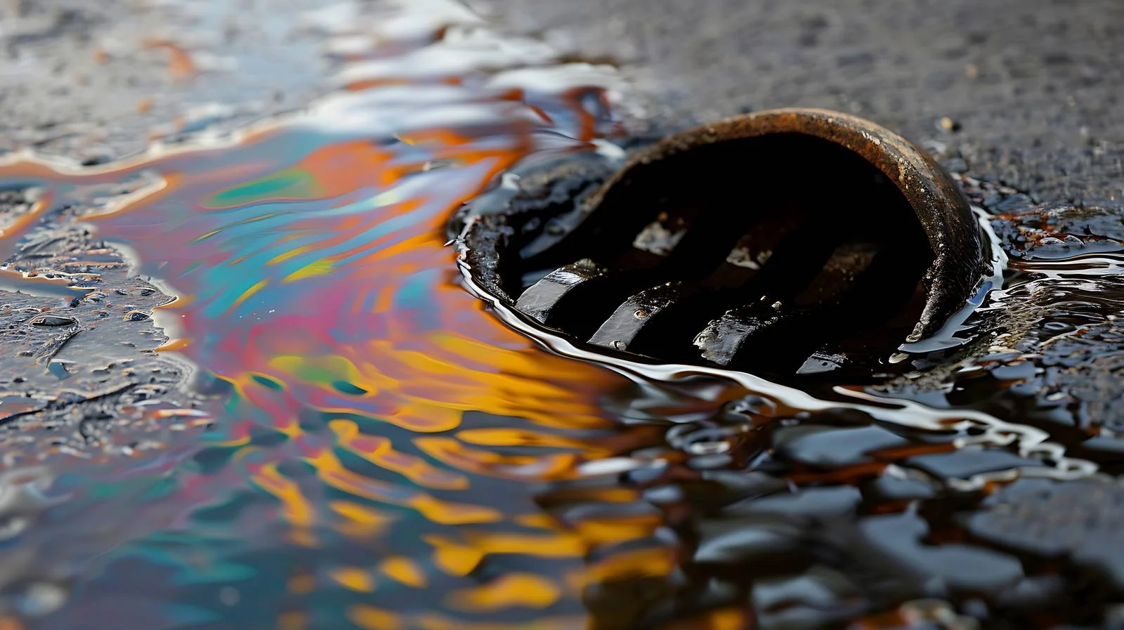 Spill of Gasoline on Asphalt Road — free download from Dotvec