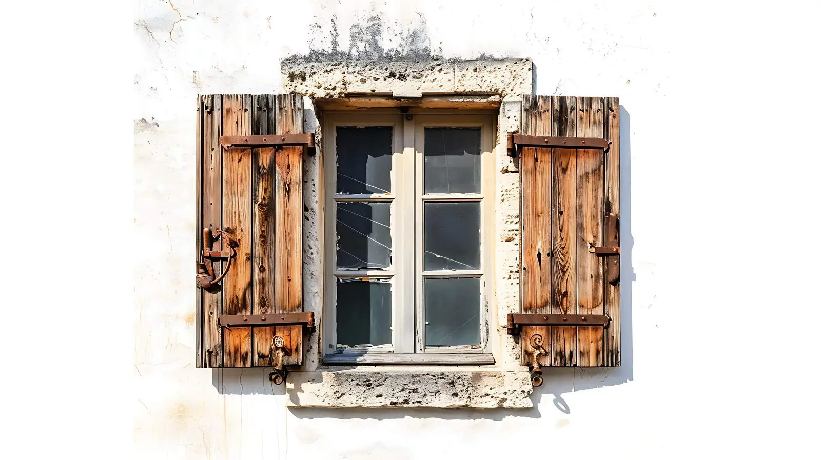 Old Vintage Wooden Window with Shutters – free paint image from Dotvec