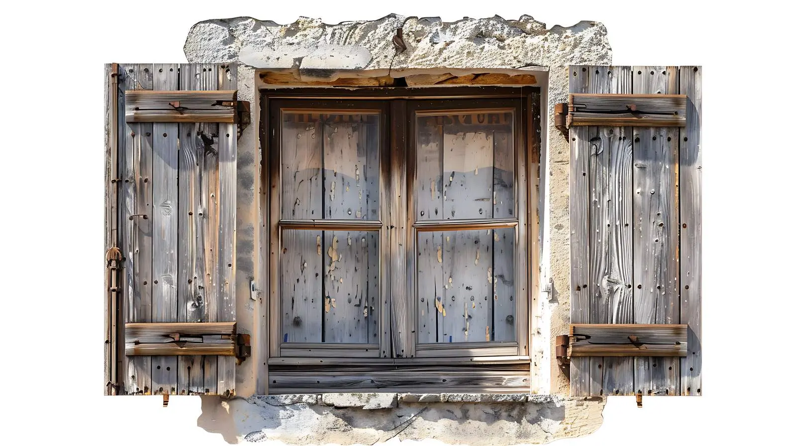 Vintage Wooden Window with Shutters – free retro image from Dotvec