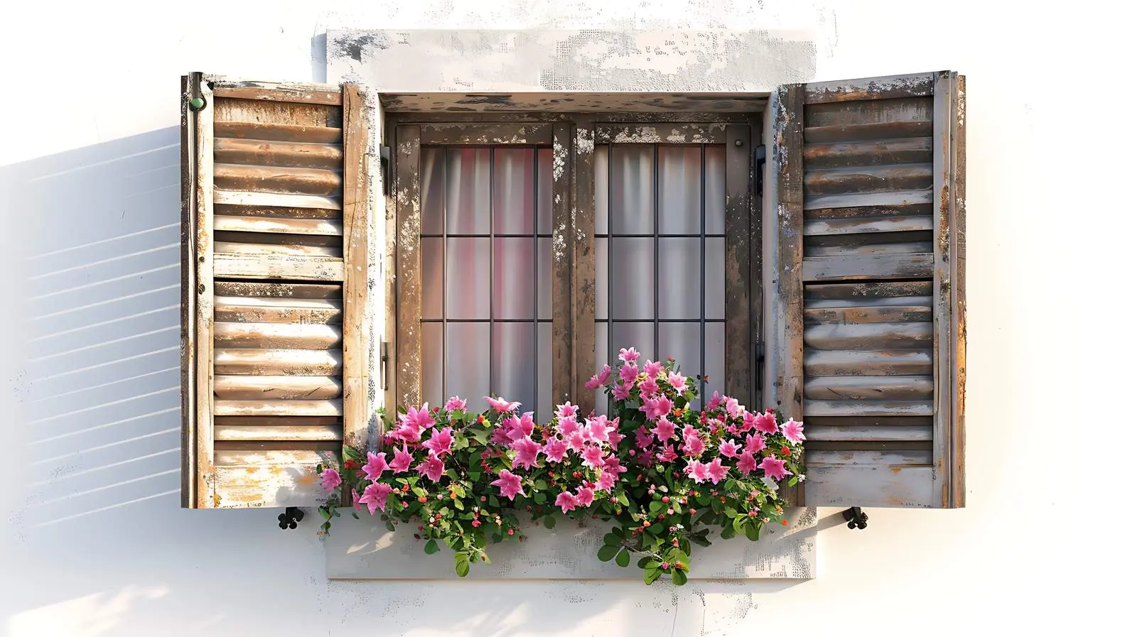 Vintage Wooden Window with Shutters – free retro image from Dotvec