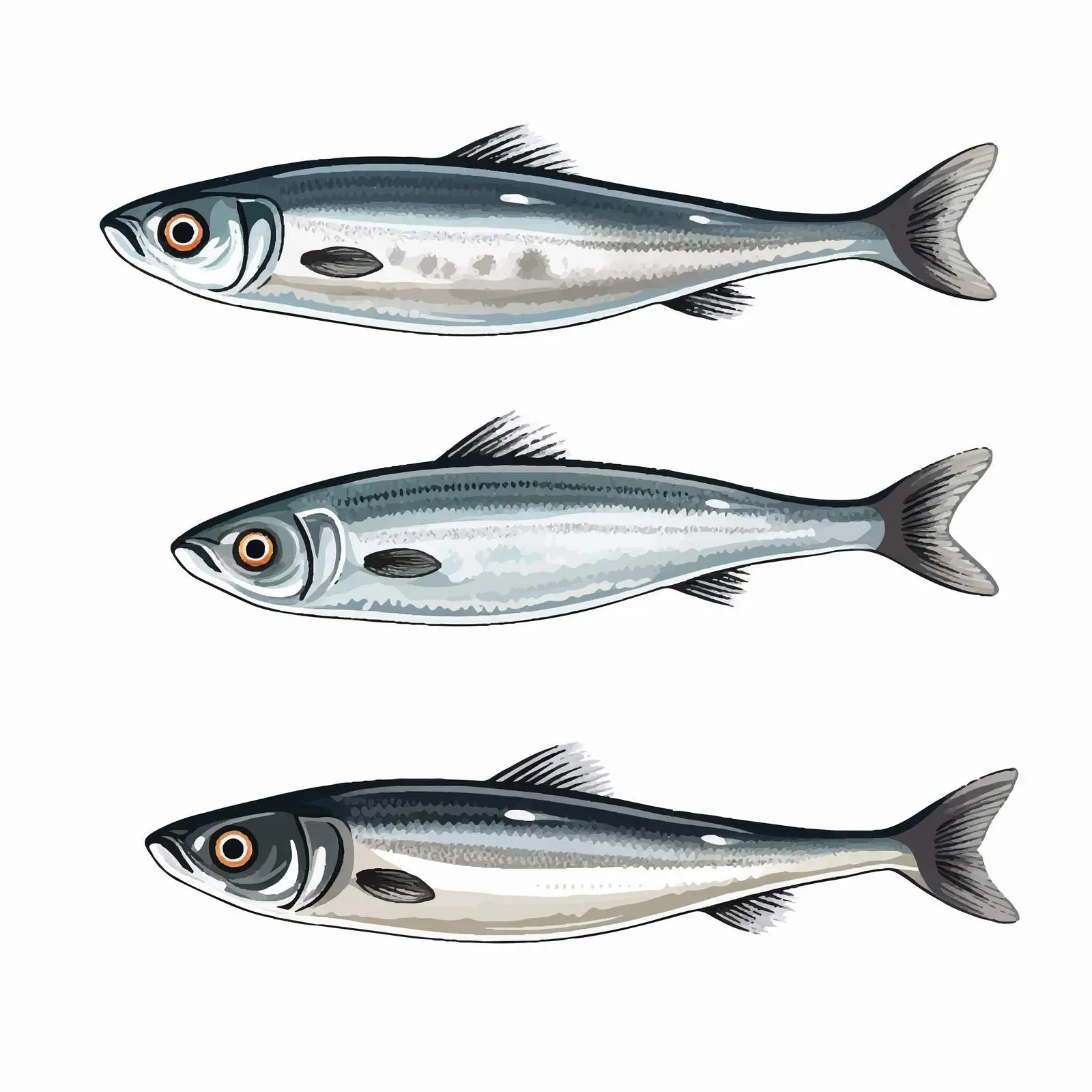 Anchovy Fish Line Vector Illustration — free download from Dotvec