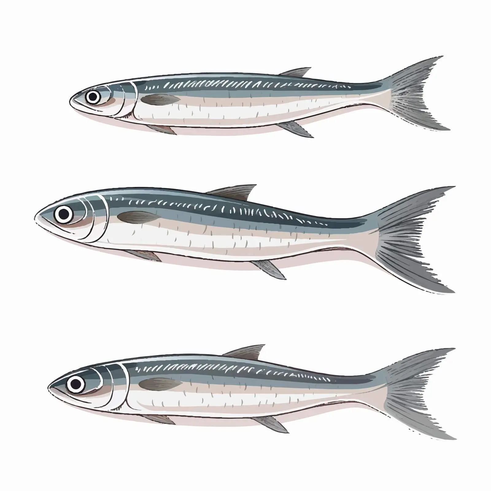 Anchovy Fish Line Vector Illustration on White Background — free download from Dotvec