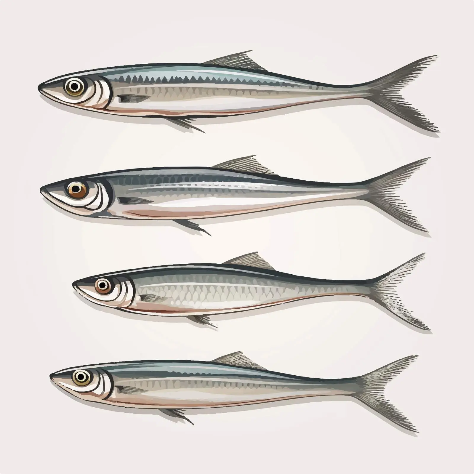 Anchovy Fish Line Vector Illustration — free download from Dotvec