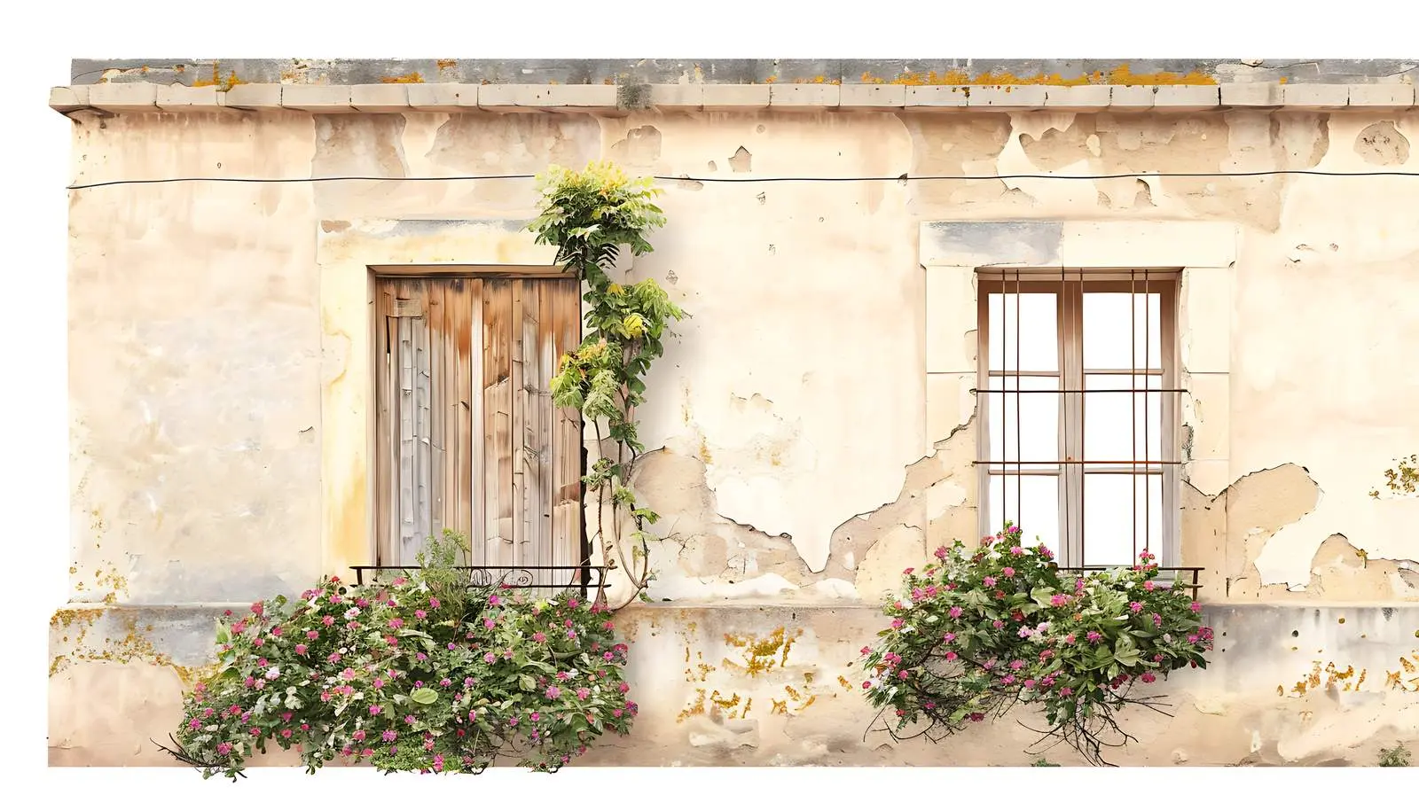 Facade of Ancient Building with Wooden Window – free window image from Dotvec