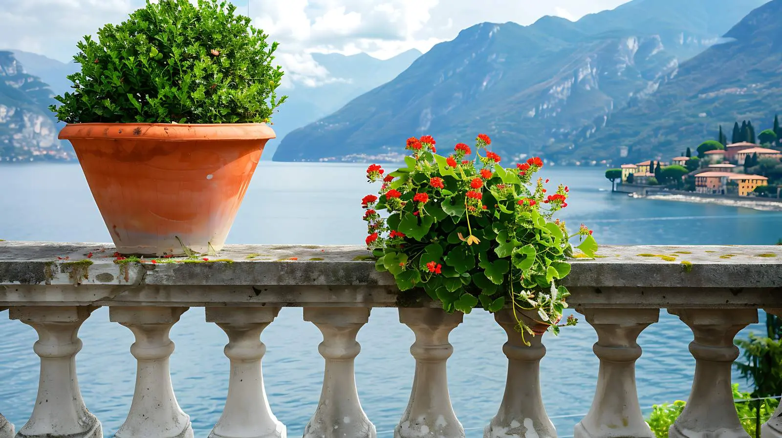 Ancient Flowerpot with Green Plants by Lake – free habitat image from Dotvec
