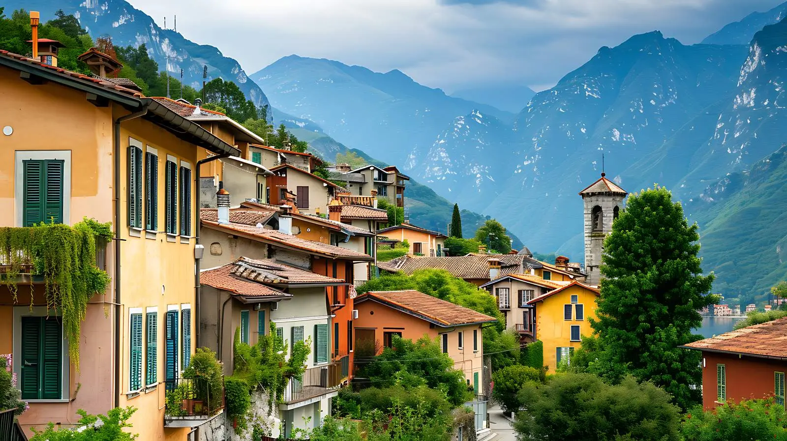 Ancient Italian Village Architecture in Mountain Landscape — free download from Dotvec