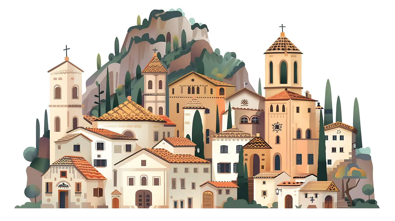 Scenic Ancient Italian Village in Mountain Landscape — free download from Dotvec