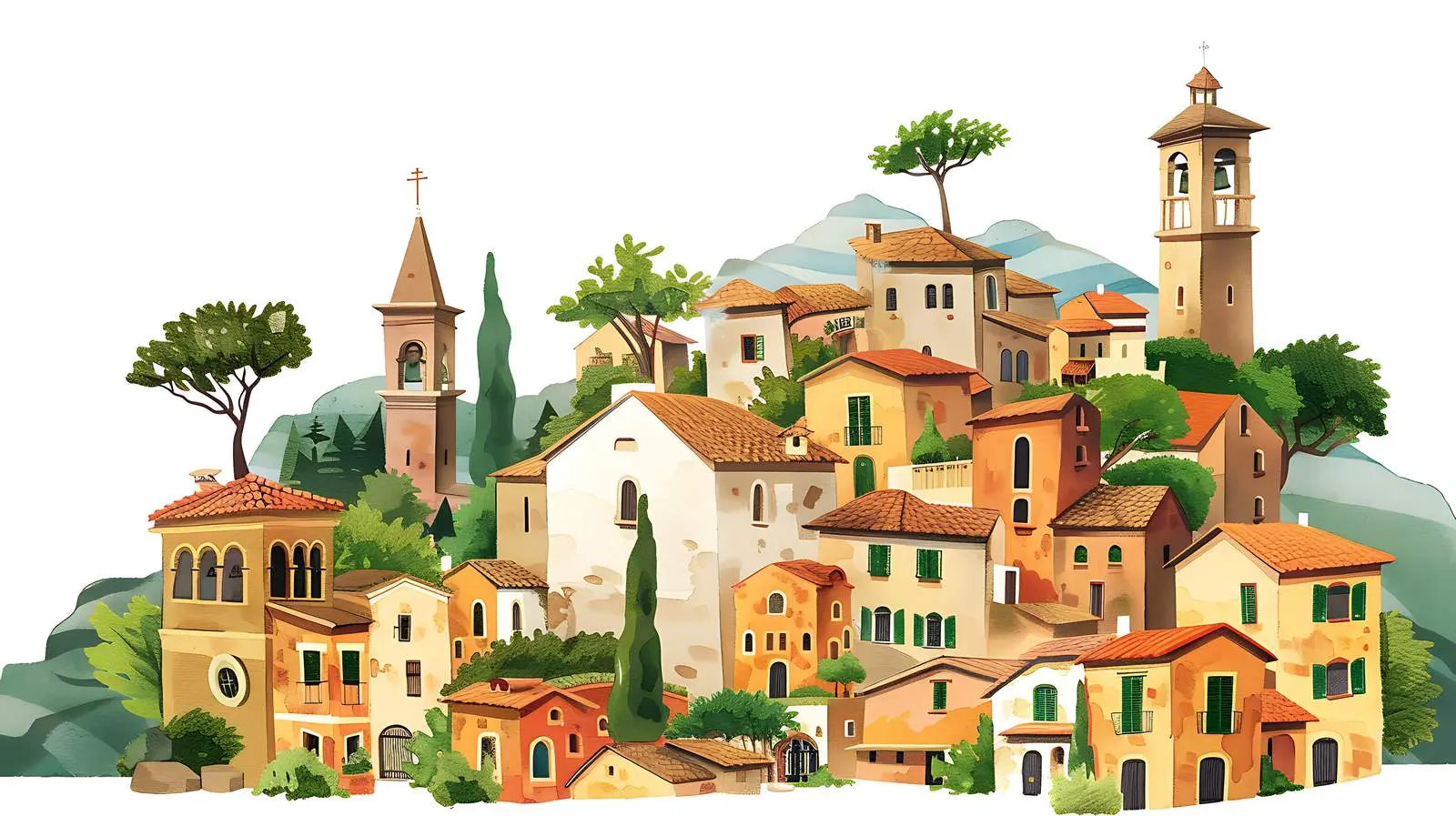 Ancient Italian Village Amidst Mountain Landscape – free mediterranean style image from Dotvec