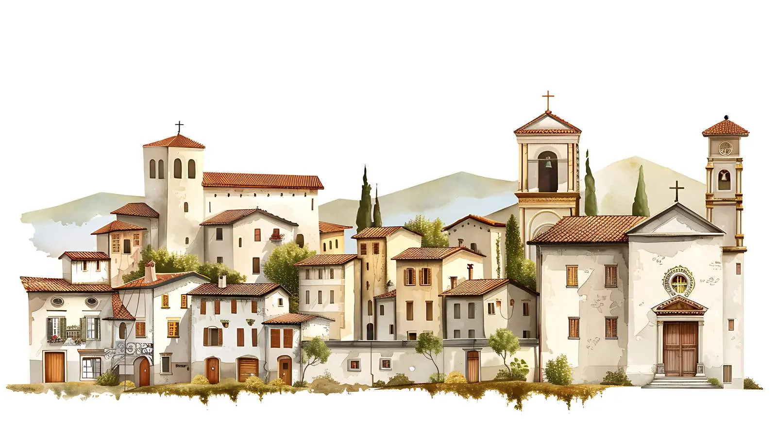 Ancient Italian Architecture in Mountain Village – free medieval structures image from Dotvec