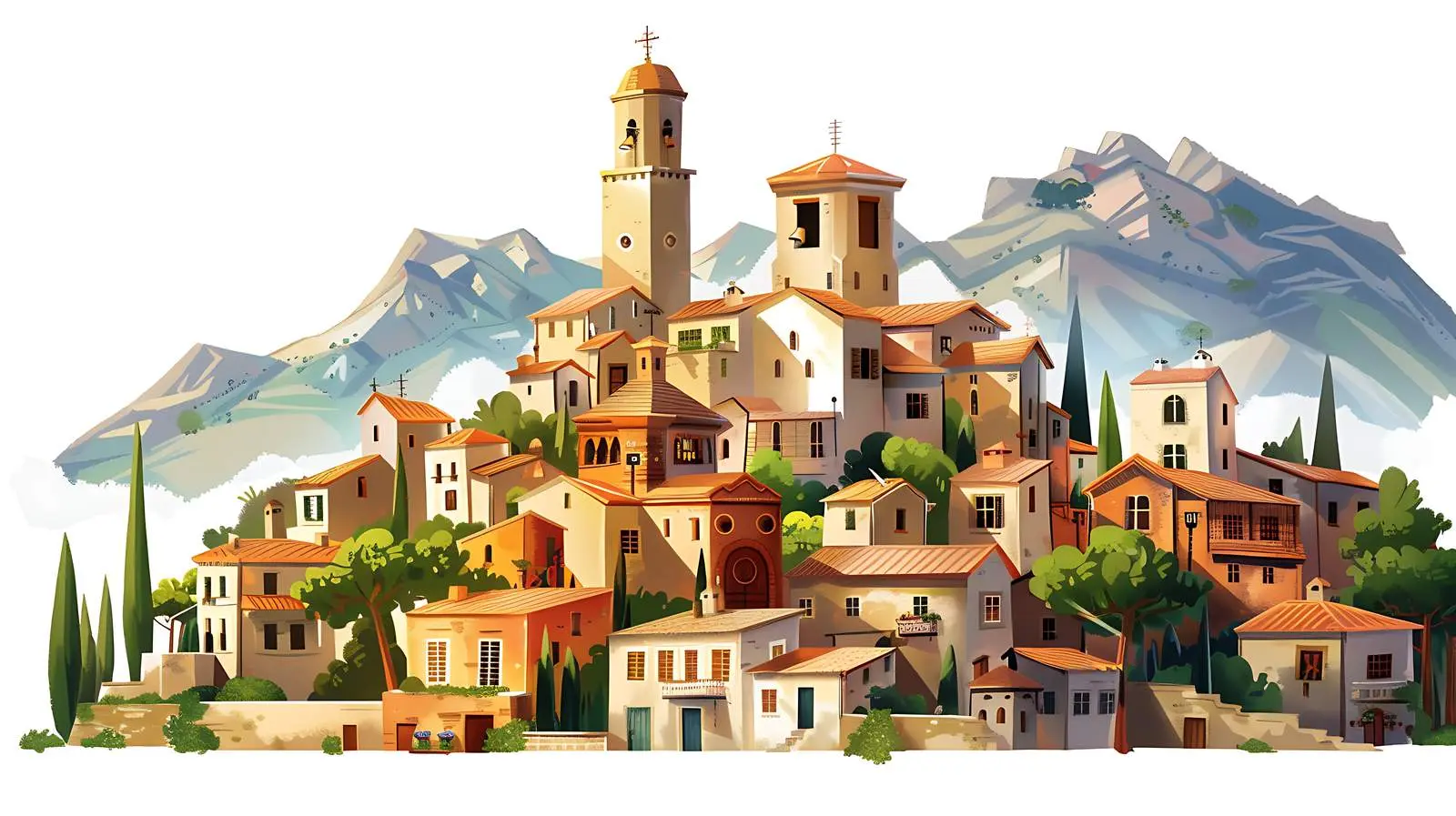 Ancient Italian Architecture in Mountain Village — free download from Dotvec