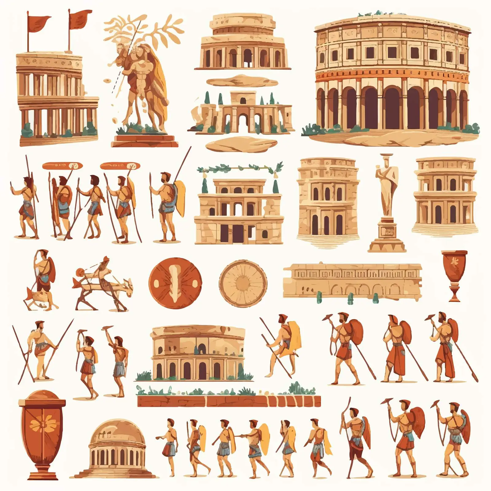 Ancient Rome Empire Symbols and Characters Vector Set — free download from Dotvec