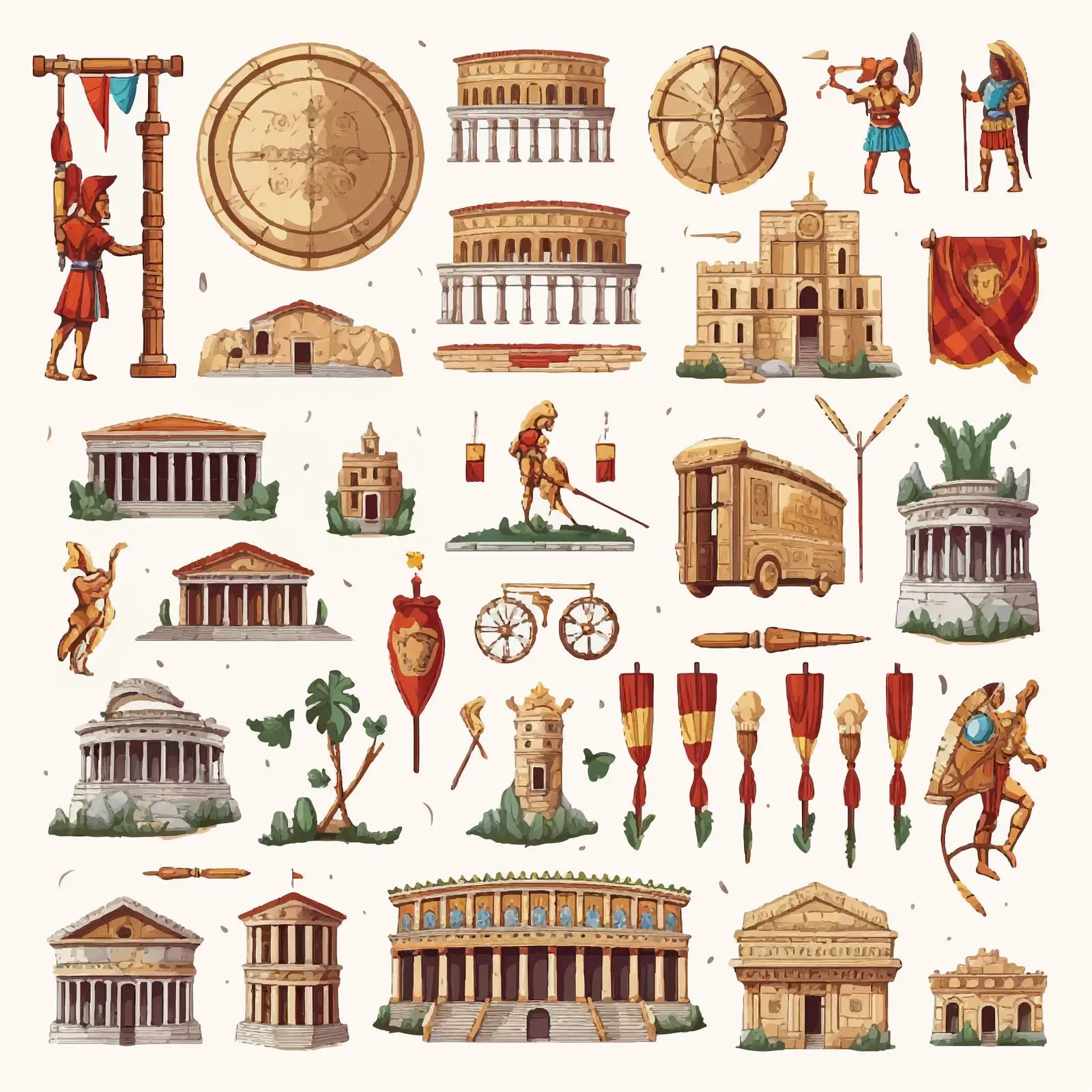 Ancient Rome Empire Symbols and Characters Vector Set – free classical design image from Dotvec