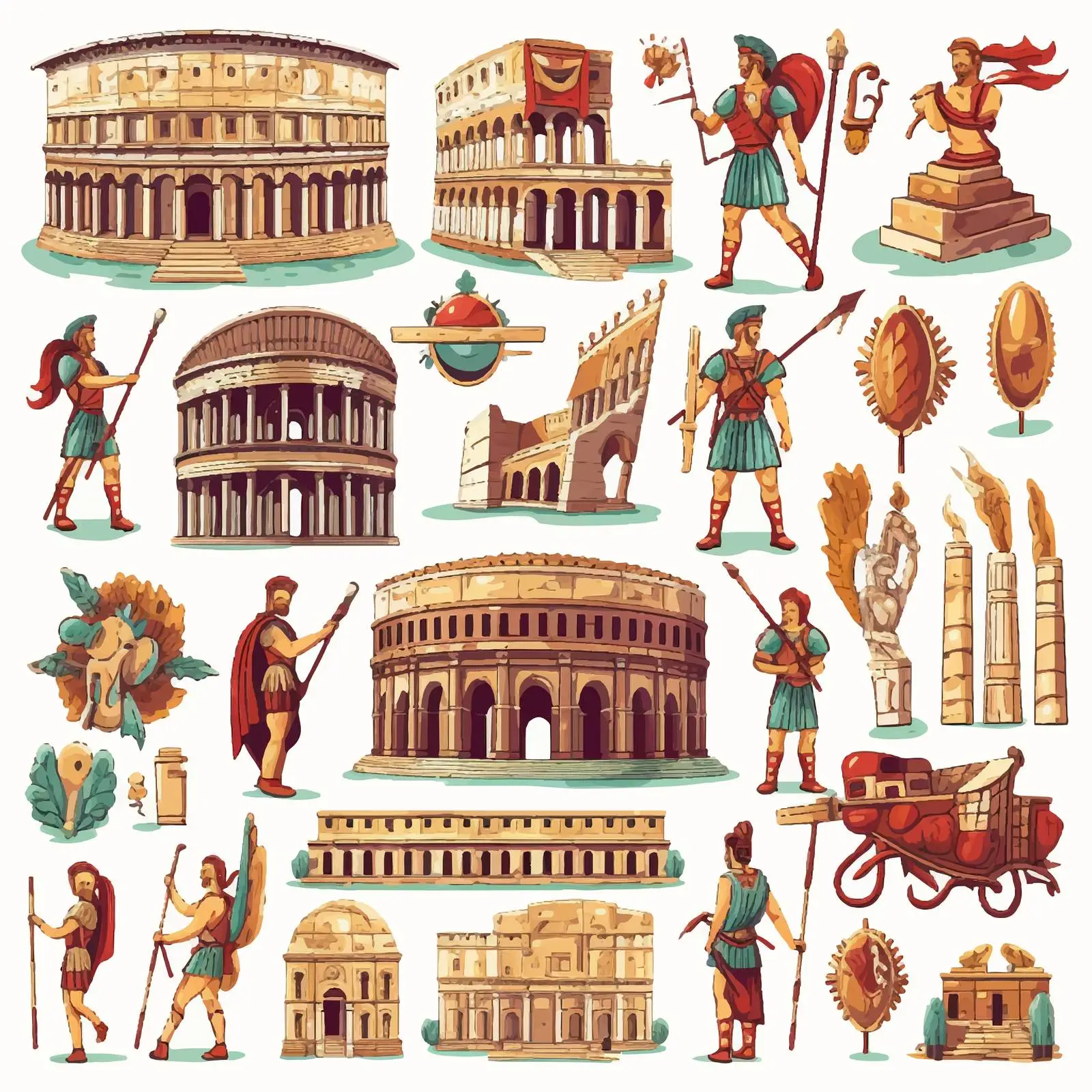 Ancient Rome Empire Symbols and Characters Vector Set – free classical design image from Dotvec