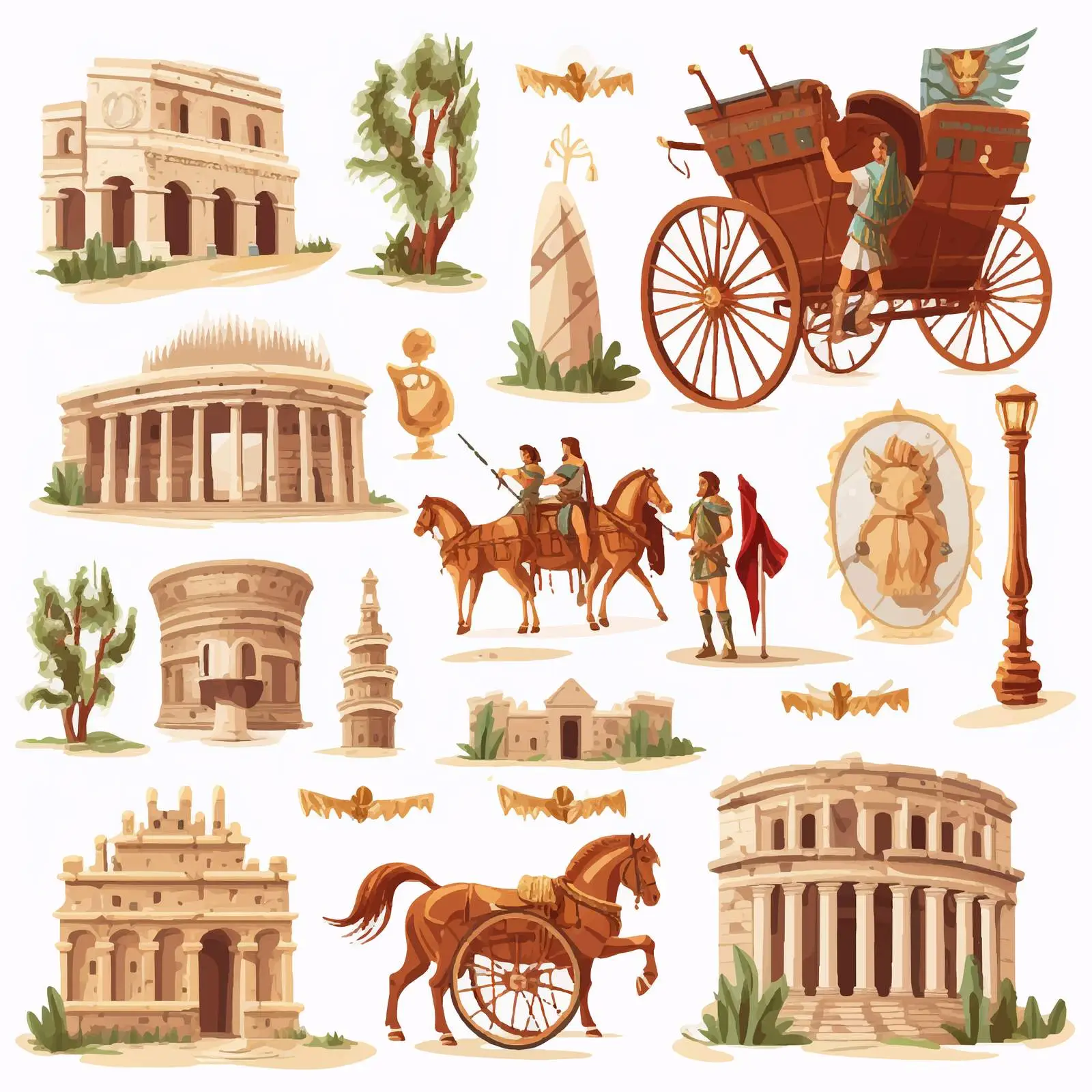 Ancient Rome Empire Symbols and Characters Vector Set — free download from Dotvec