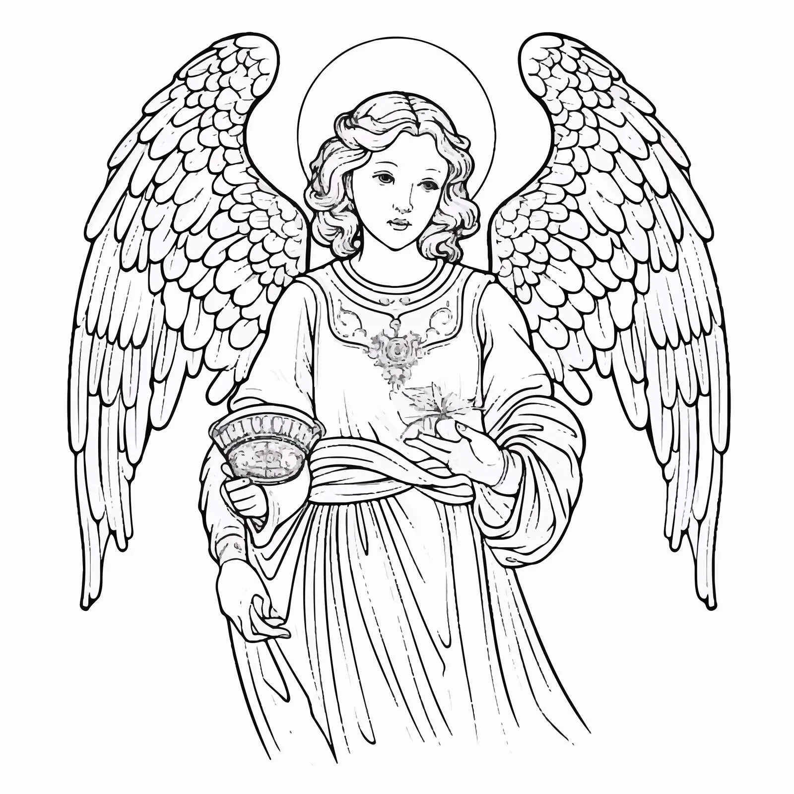Byzantine Style Angel Coloring Page — free download from Dotvec