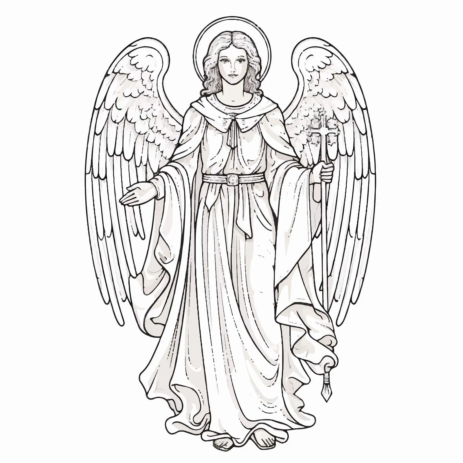Byzantine Style Angel Coloring Page — free download from Dotvec