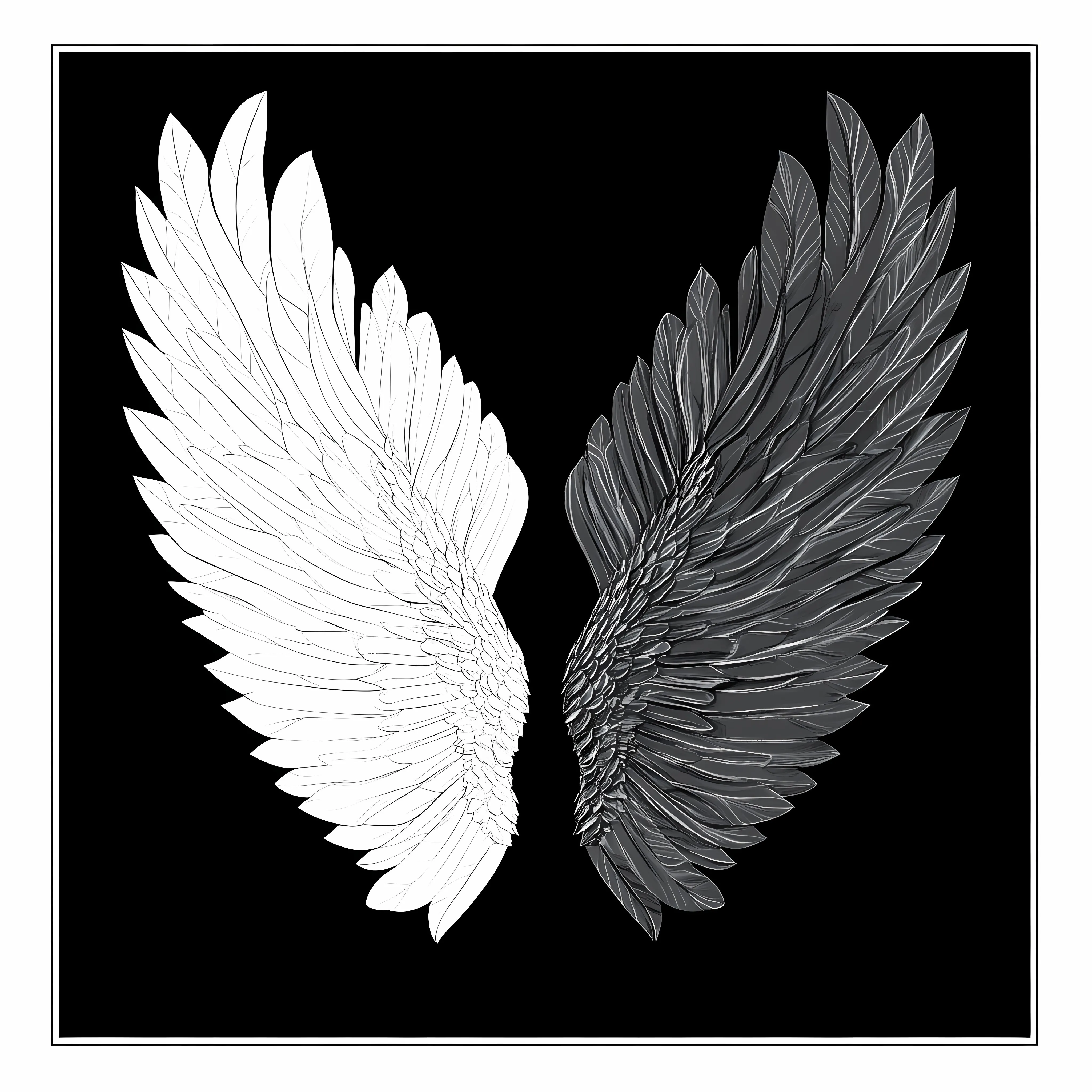 Black and White Angel Wings Vector Illustration — free download from Dotvec