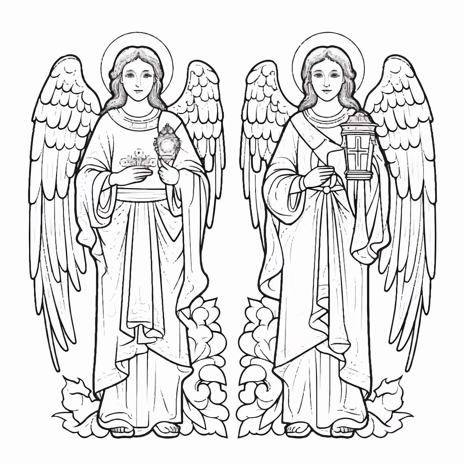 Byzantine Style Angel Coloring Page — free download from Dotvec