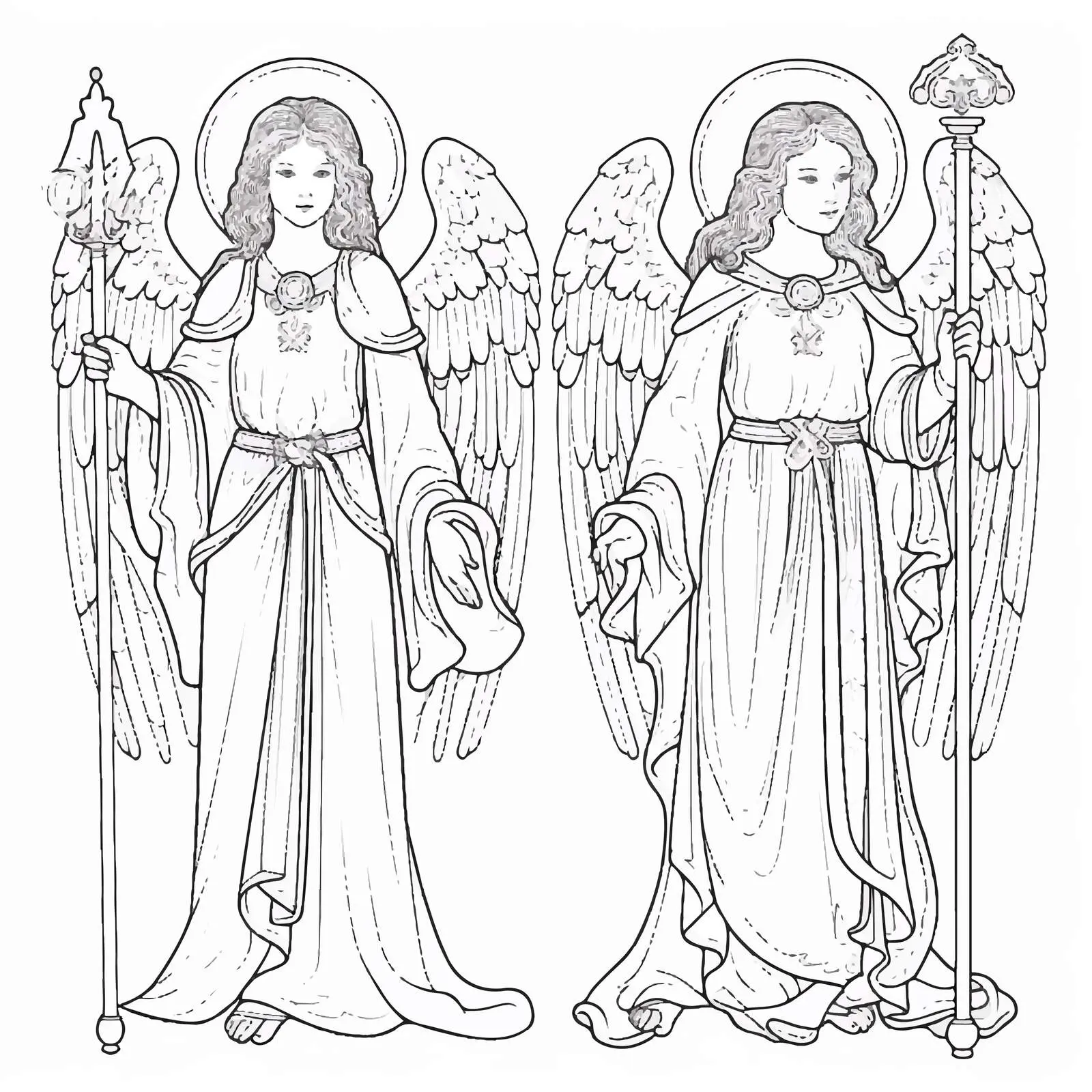Byzantine Style Angel Coloring Page — free download from Dotvec