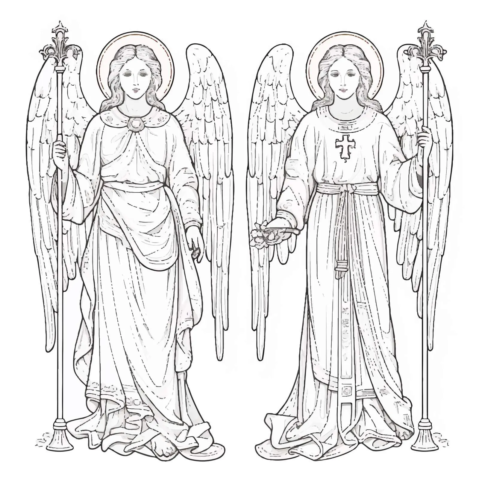 Byzantine Style Angel Coloring Page — free download from Dotvec