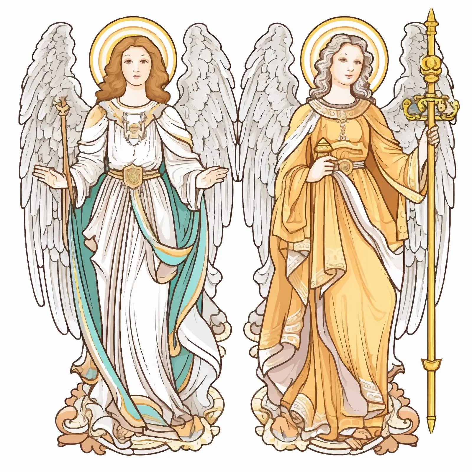 Byzantine Style Christian Angel Coloring Page — free download from Dotvec