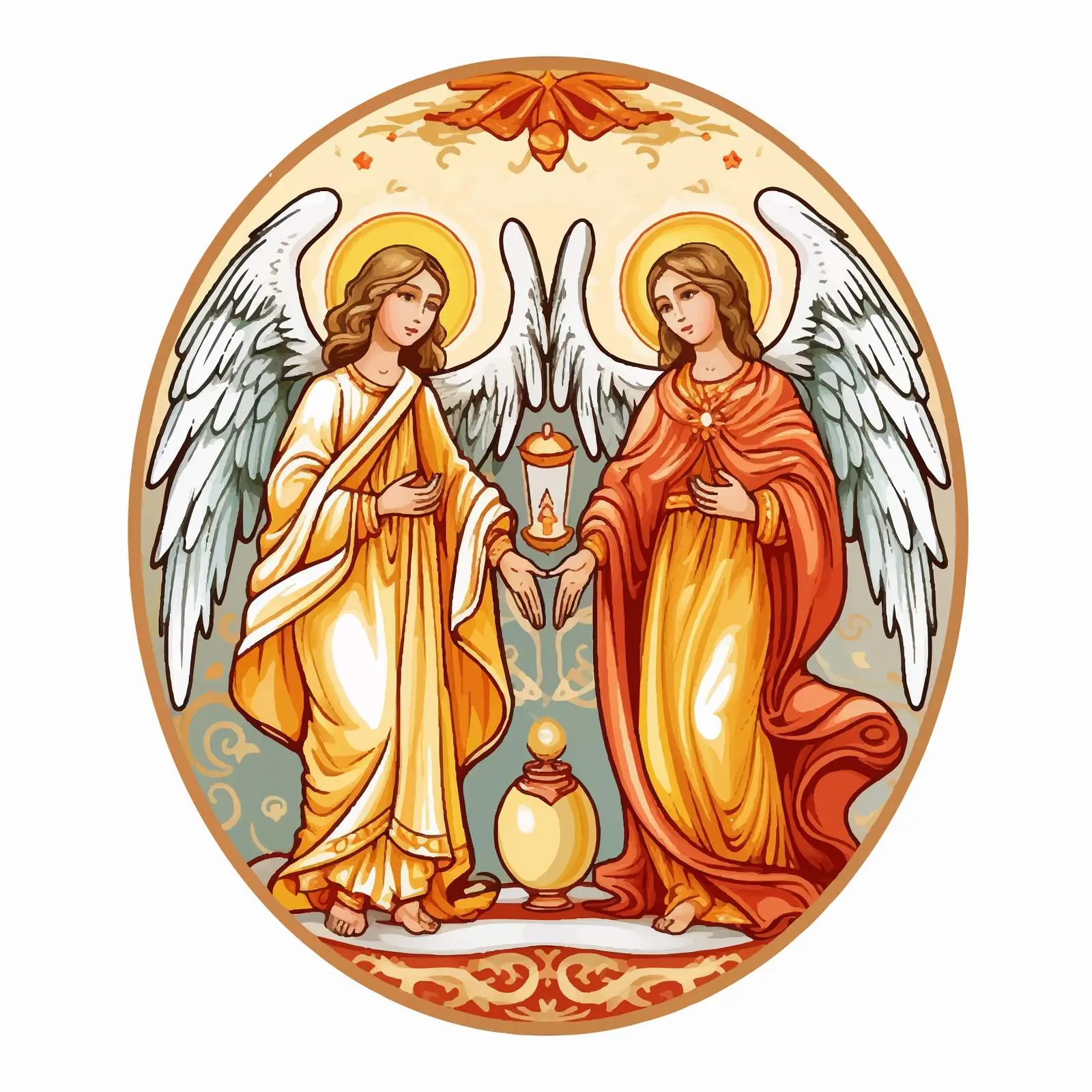 Byzantine Style Easter Egg with Angels — free download from Dotvec