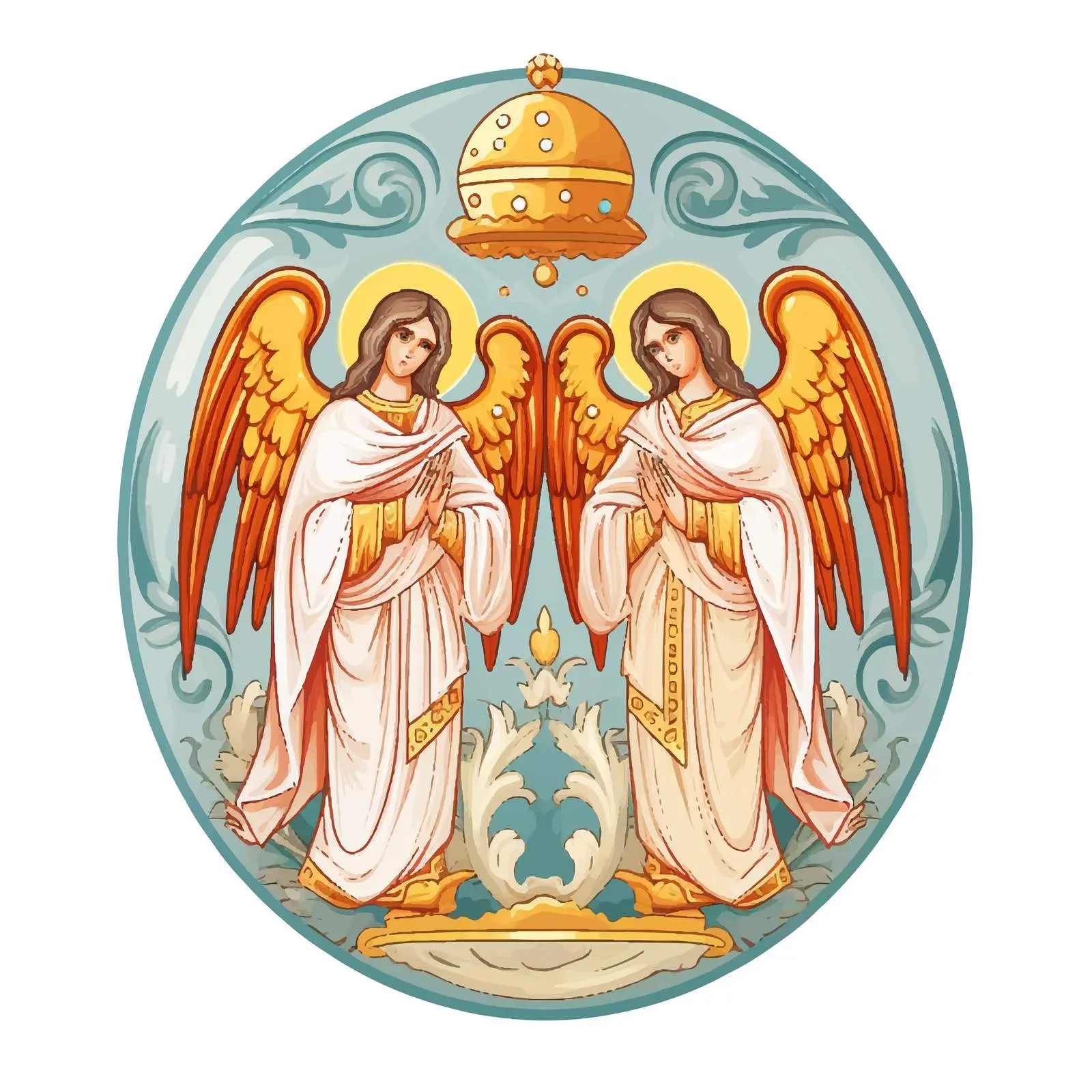 Byzantine Angels with Easter Egg Illustration – free geometry image from Dotvec
