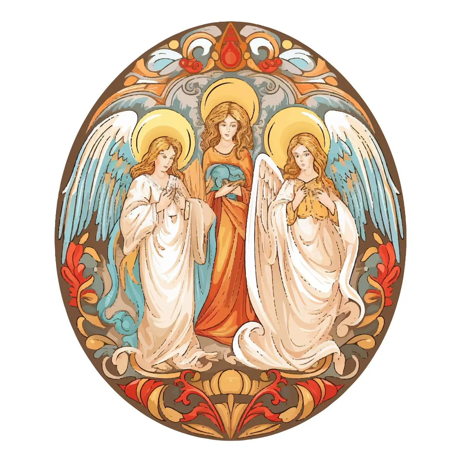 Byzantine Style Easter Egg with Angels – free religious vector image from Dotvec