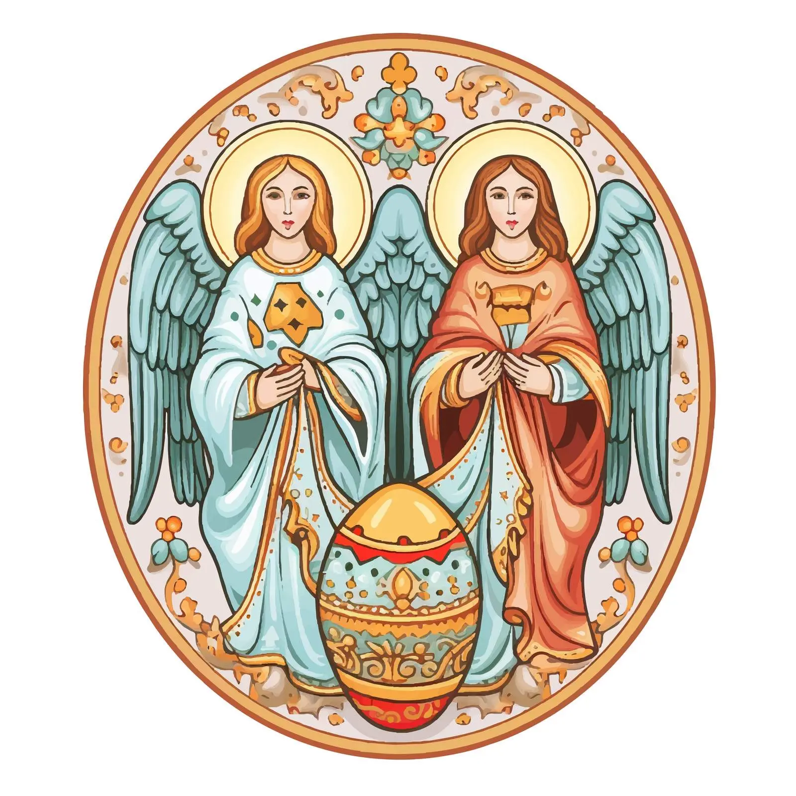 Byzantine Style Easter Egg with Angels – free artistic interpretation image from Dotvec