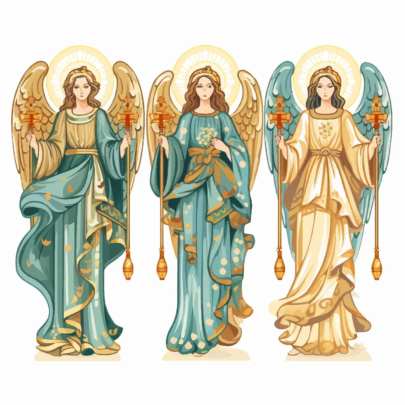 Byzantine Style Cartoon Angels Vector Illustration — free download from Dotvec