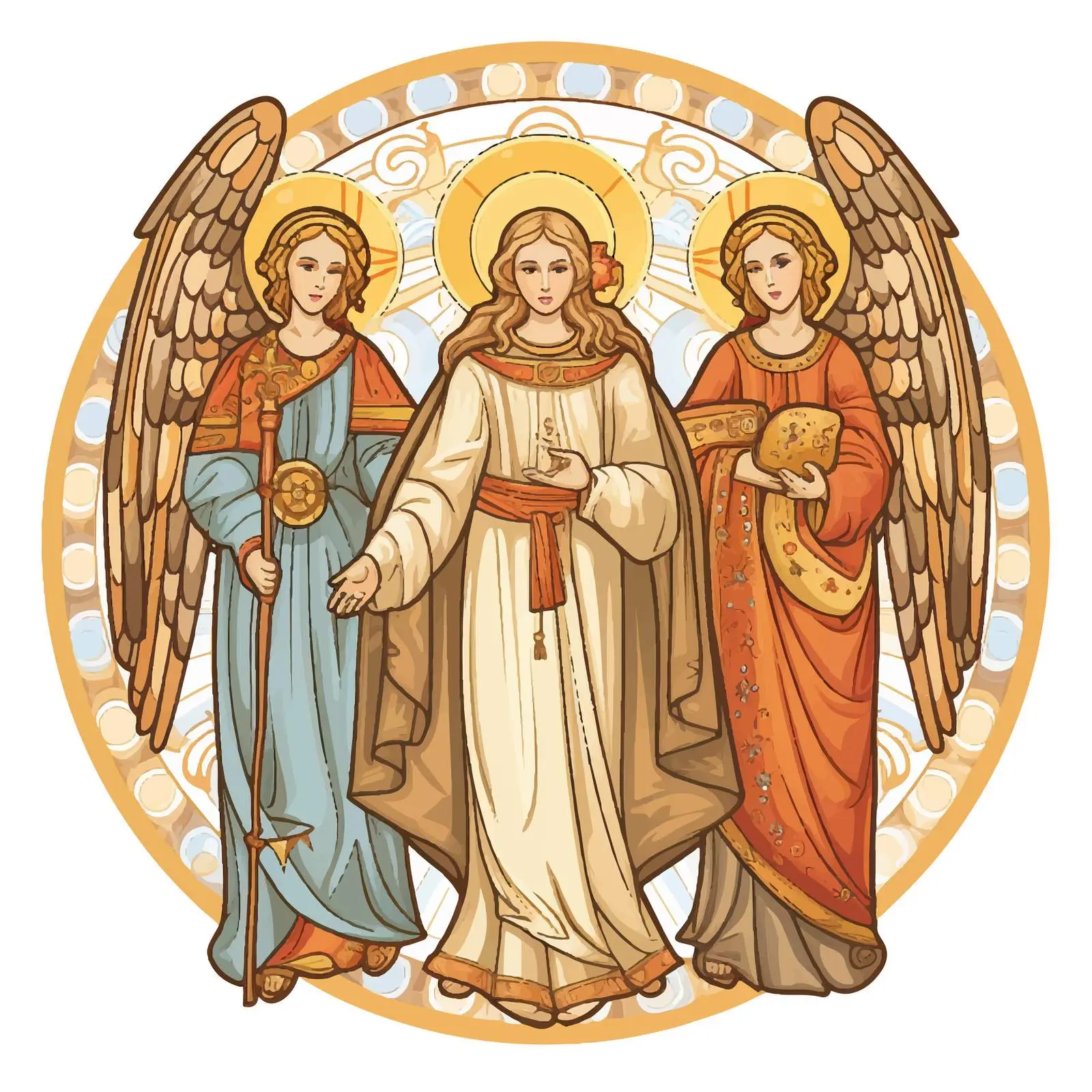Byzantine Style Cartoon Angel Vector Illustration – free unique illustrations image from Dotvec
