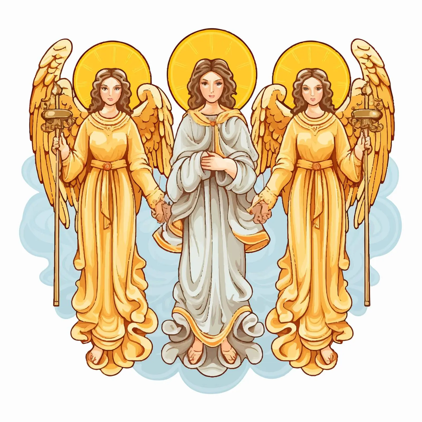 Byzantine Style Cartoon Angels Illustration Vector — free download from Dotvec